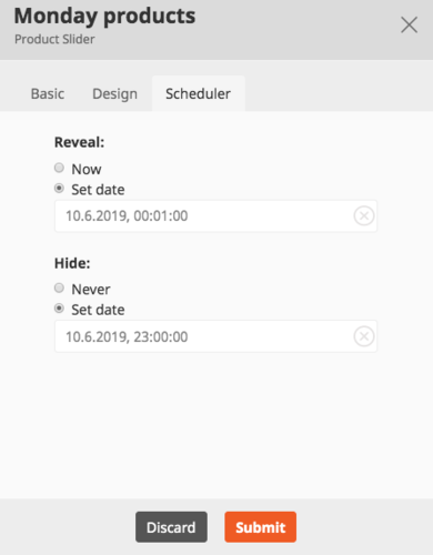 Timed product slider via planned actions in silver.eShop 4.1