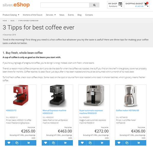 Content und Commerce in silver.eShop