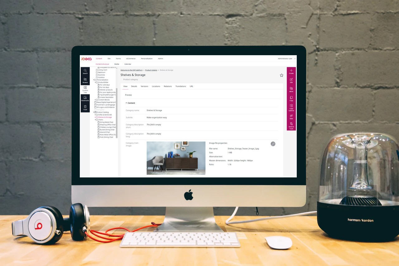 Ibexa Content Backend screen im Mac