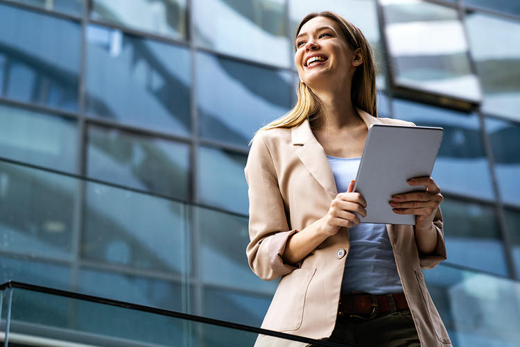 Business Woman Tablet Smile