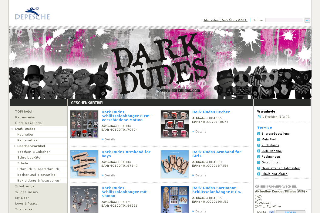 Depesche Screenshot Markengruppe