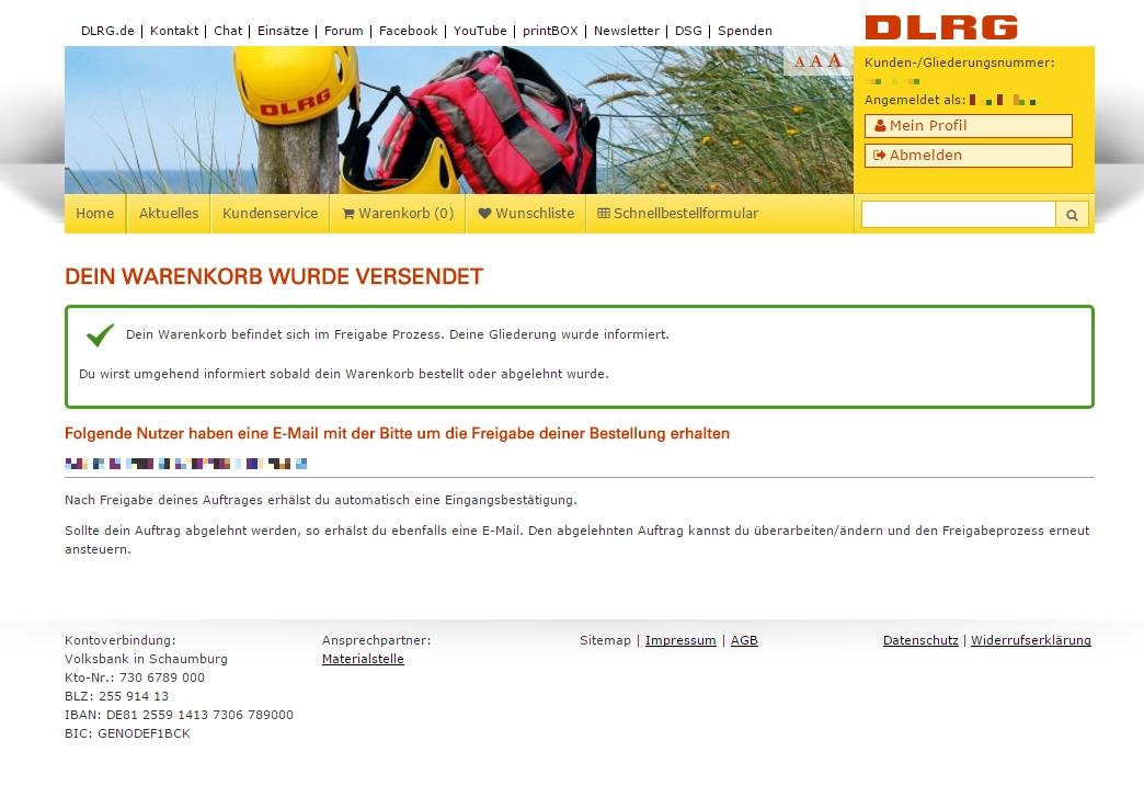 DLRG Onlineshop – Freigabeprozess (Mitarbeiter)