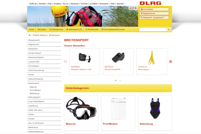DLRG shop – bestselling products for categories
