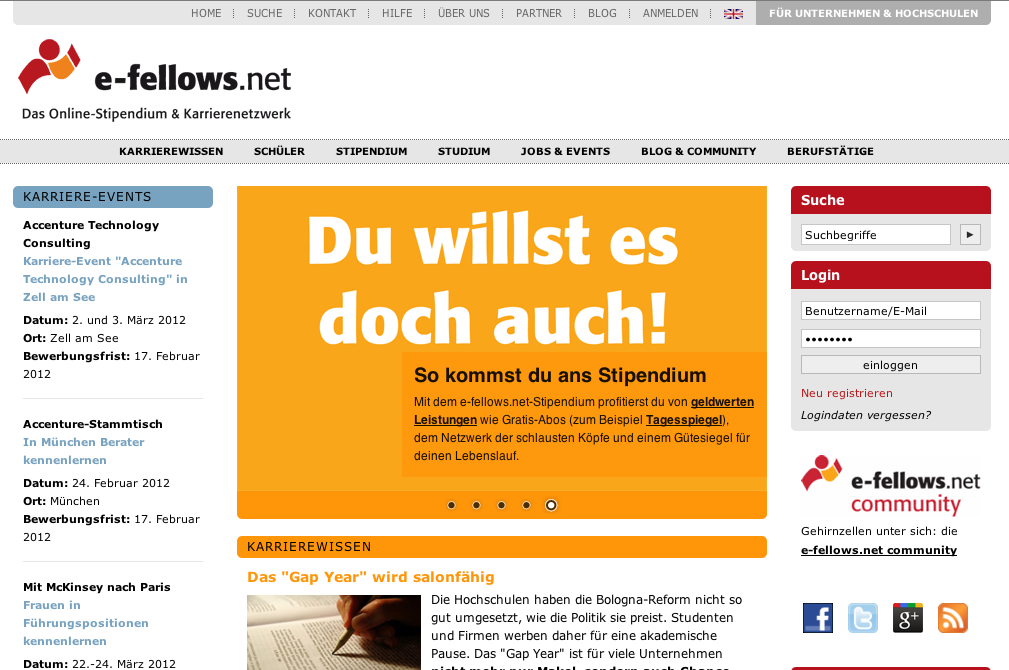 e-fellows.net Startseite