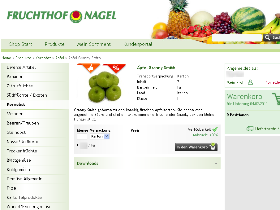 Fruchthof Detailansicht Screenshot 