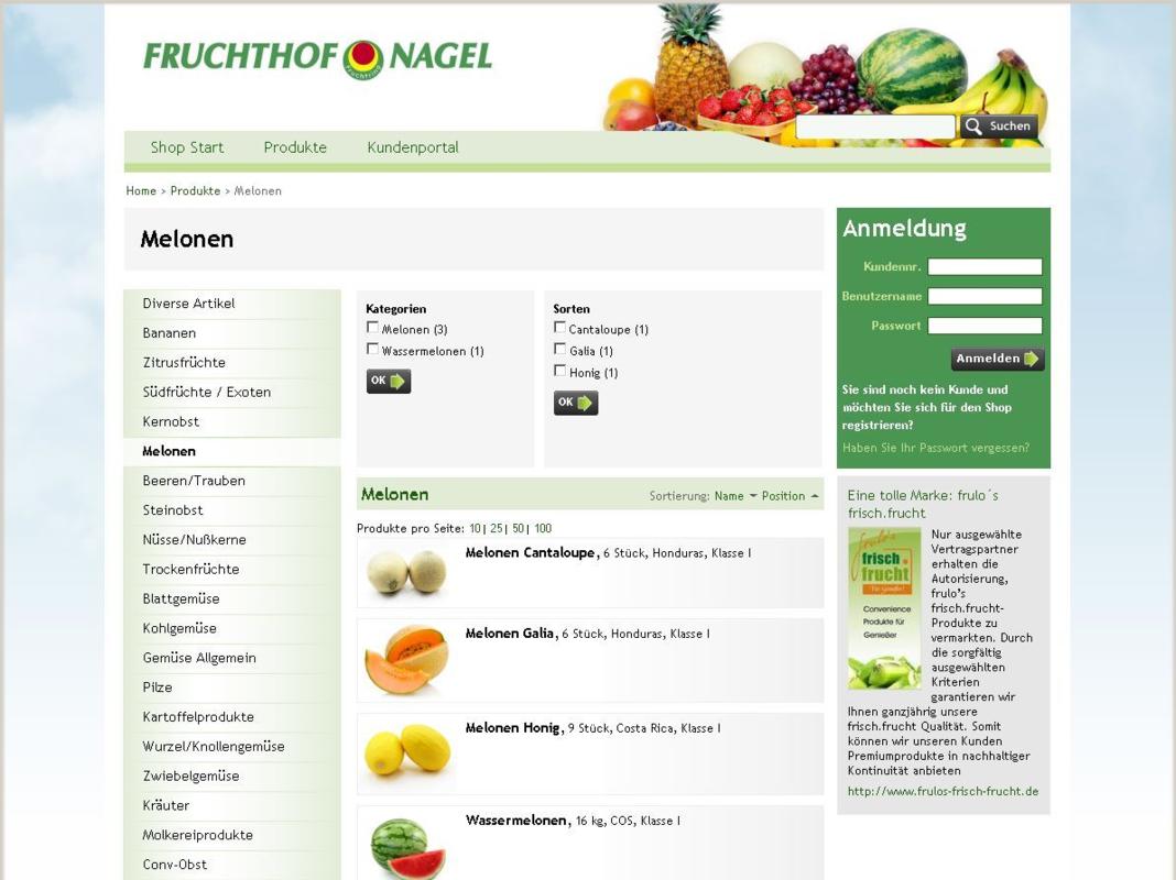 Fruchthof Produktgruppe Screenshot 