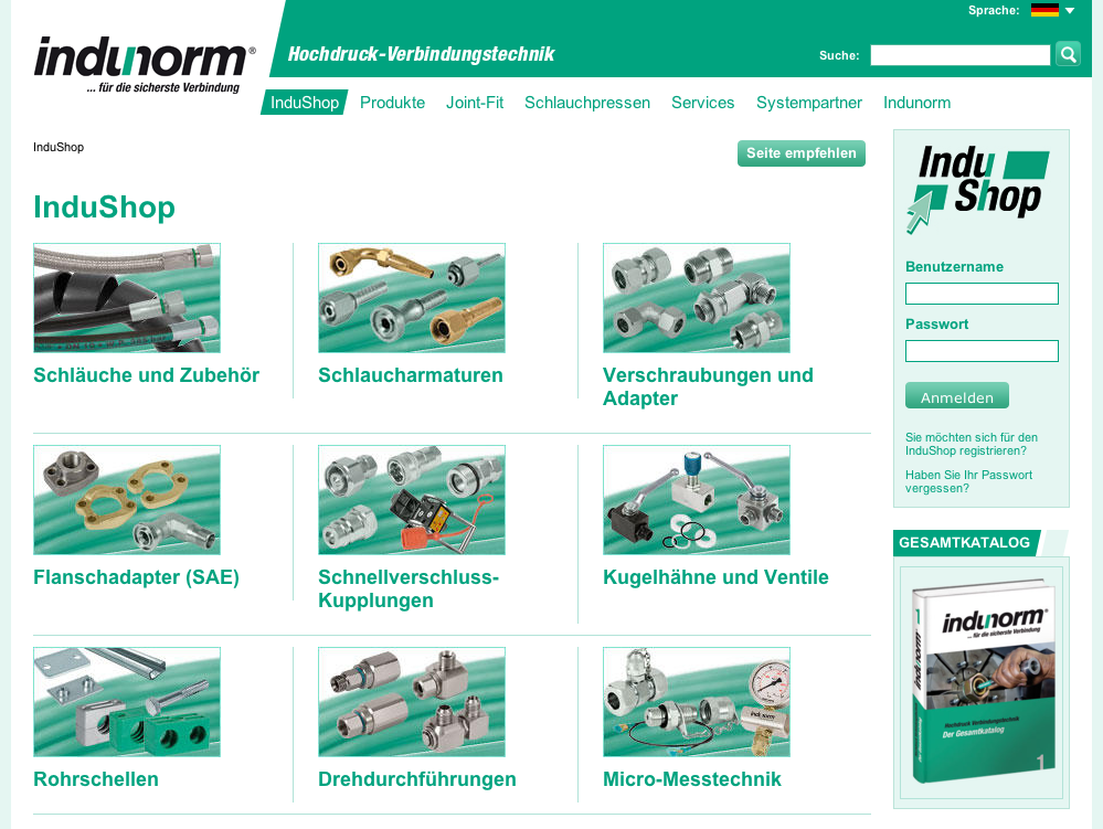 Indunorm Indushop Übersicht