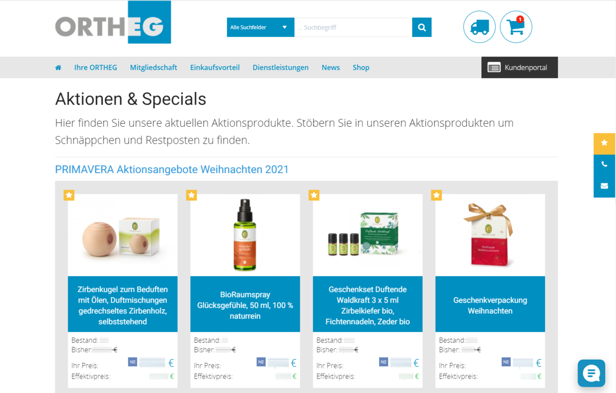 Ortheg B2B-Shop Aktionen