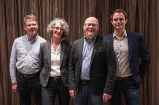 eZ Systems acquires e-commerce software from silver.solutions: Frank Dege, CTO silver.solutions, Ania Hentz, CEO silver.solutions, Morten Ingebrigtsen, Co-CEO eZ Systems, Bertrand Maugain, Co-CEO eZ Systems