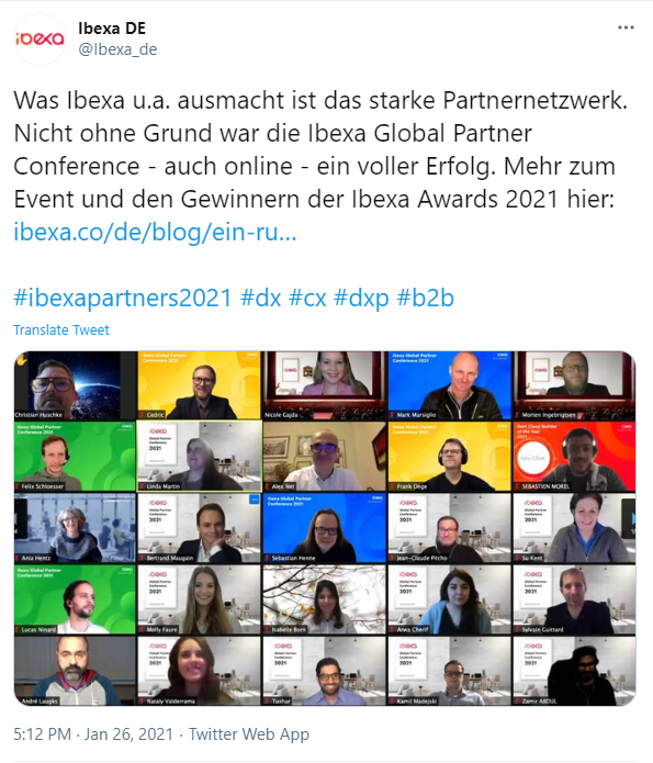 Ibexa Partnerkonferenz 2021 Twitter post