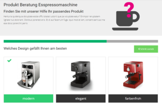 Produktberater Screenshot Kaffeemaschinen